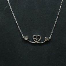 92.5 Fancy Silver Chain With Heart Shaped Pendant 